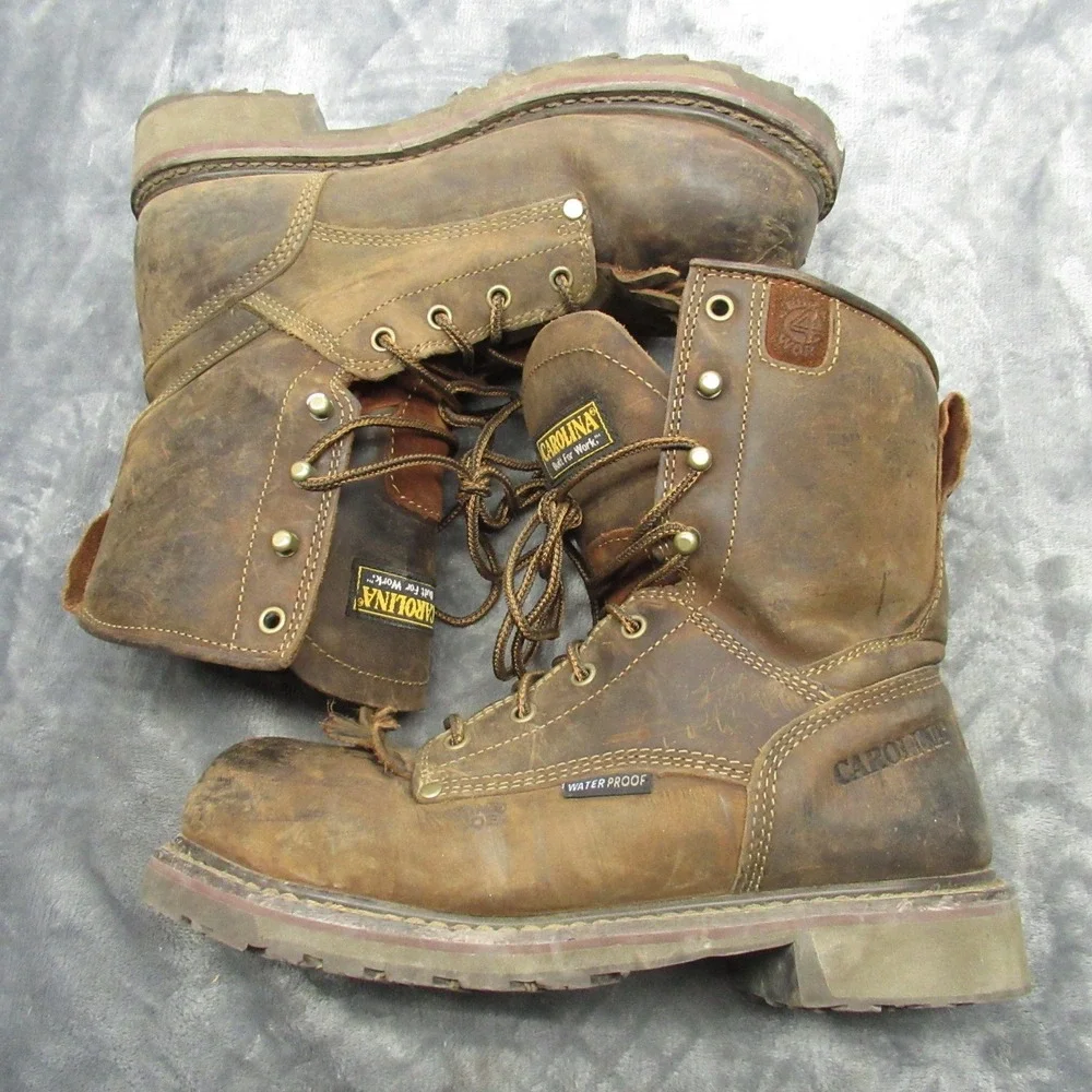 Carolina Mens Work Boots 8.5D Waterproof Composite Toe Brown Leather Lace Logger